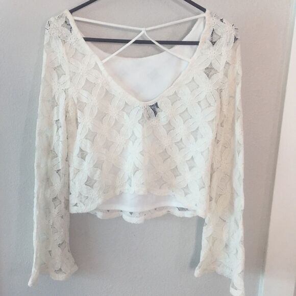Wet Seal Lace covered cropped blouse size extra small NWOT - Picture 3 of 6